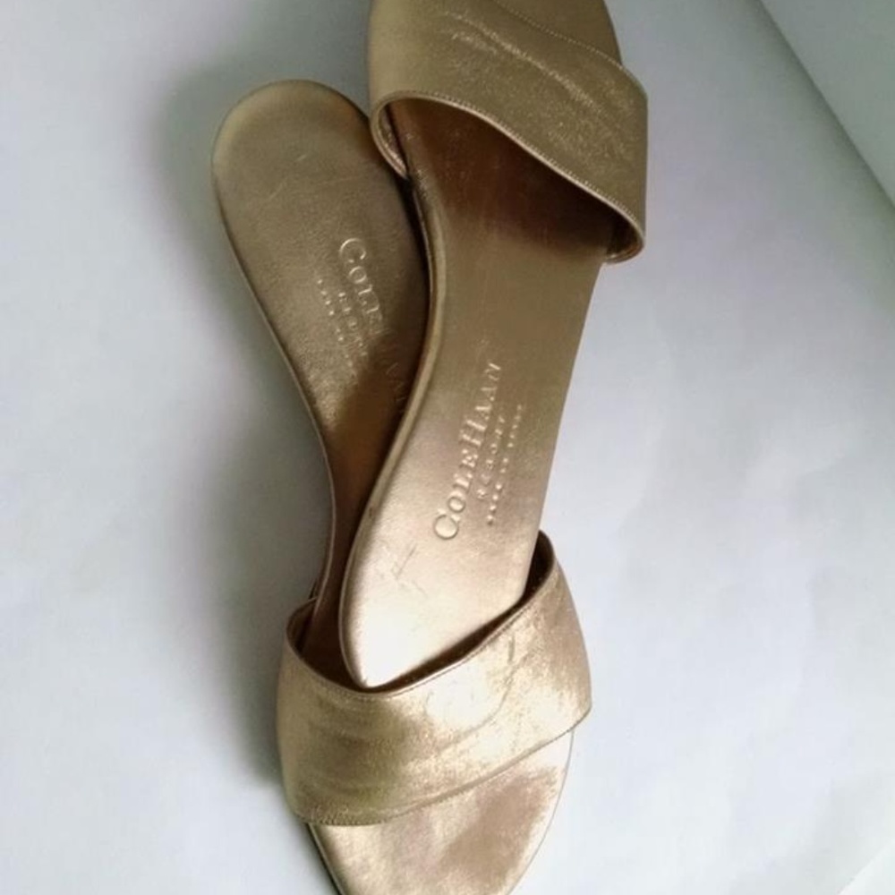 Cole Haan Resort Slides Metallic Leather 7.5 Italy